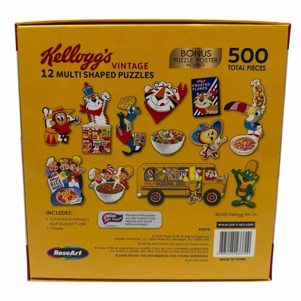 Kellogg's‎ Vintage 500 Pc Puzzle Set 12 Multi Shaped RoseArt NEW Tony Tiger